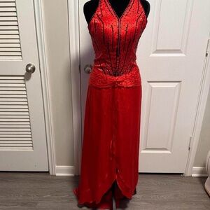 Jovani Red Beaded Maxi Dress